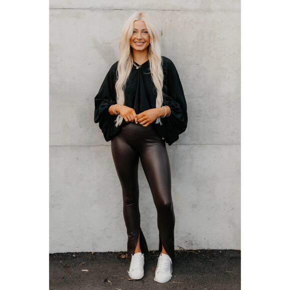 SPANX Faux Leather-Like Front Slit Split Hem Leggings - Picture 1 of 16